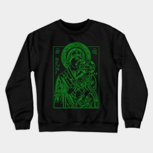 Icon of Virgin Mary and Jesus (green) Crewneck Sweatshirt